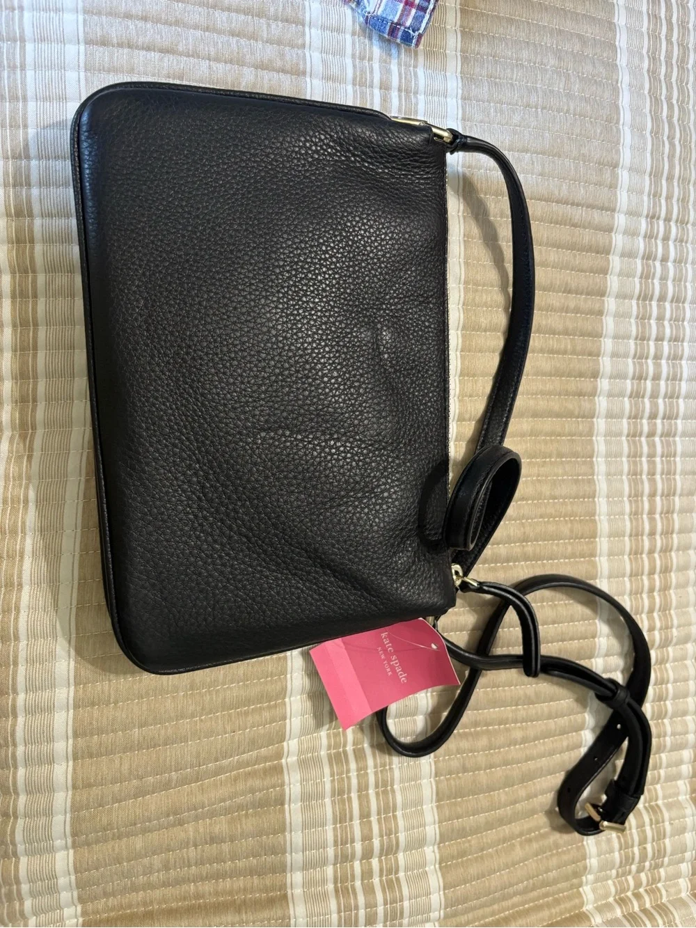 kate spade Black Pebbled Leather Messenger Crossbody